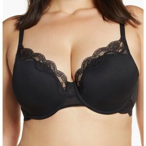 Natori Mesh Elegant Black Lace Trim Bra sz 32G